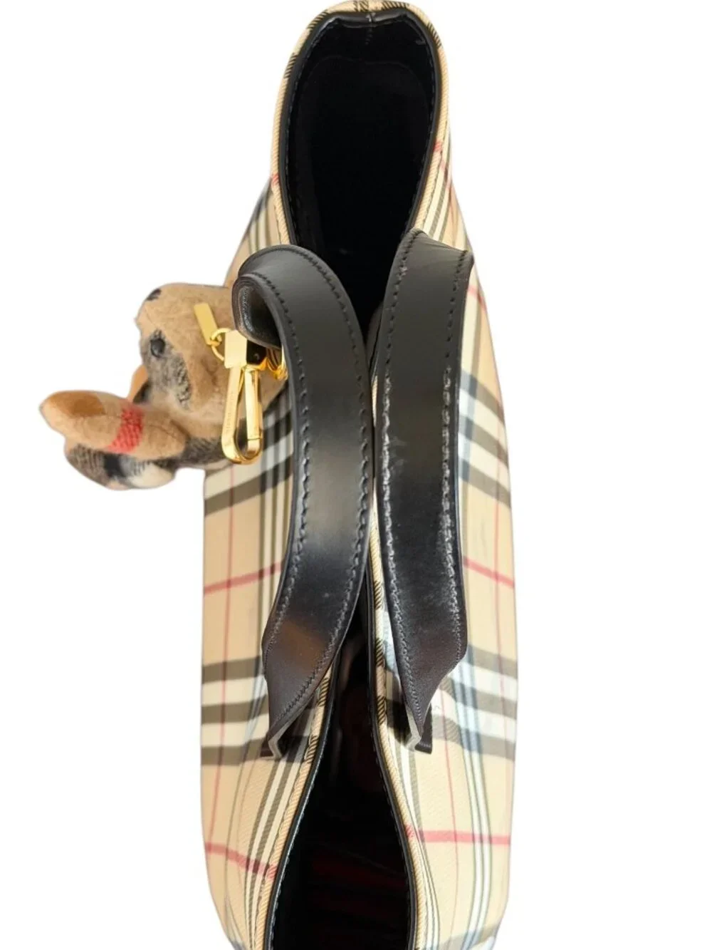 Burberry Nova Check Coated Canvas Tote Bag & Thomas Bear Bag Charm Keychain